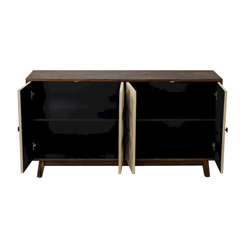 Bahut Vintage à 4 Portes de 152 cm, Meuble de Rangement Autonome