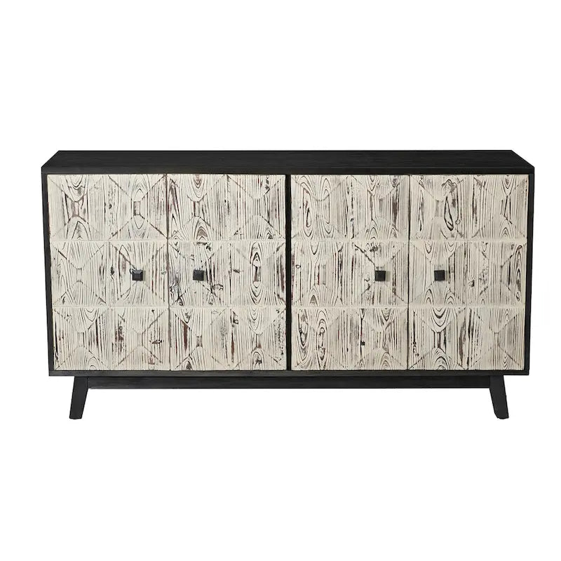 Bahut Vintage à 4 Portes de 152 cm, Meuble de Rangement Autonome