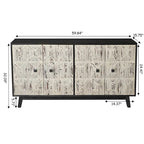 Bahut Vintage à 4 Portes de 152 cm, Meuble de Rangement Autonome