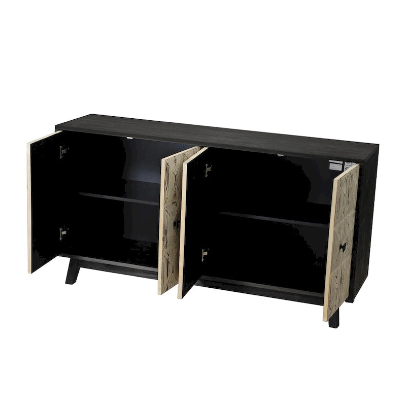 Bahut Vintage à 4 Portes de 152 cm, Meuble de Rangement Autonome