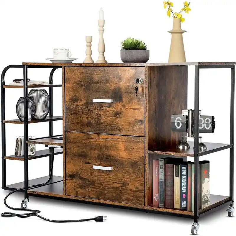 Classeur mobile à 2 tiroirs avec prise - 15.75P x 43.31L x 29.53H