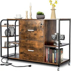 Classeur mobile à 2 tiroirs avec prise - 15.75P x 43.31L x 29.53H