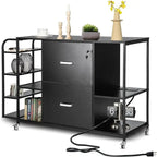 2 Drawer Mobile Filing Cabinet with Outlet - 15.75D x 43.31W x 29.53H