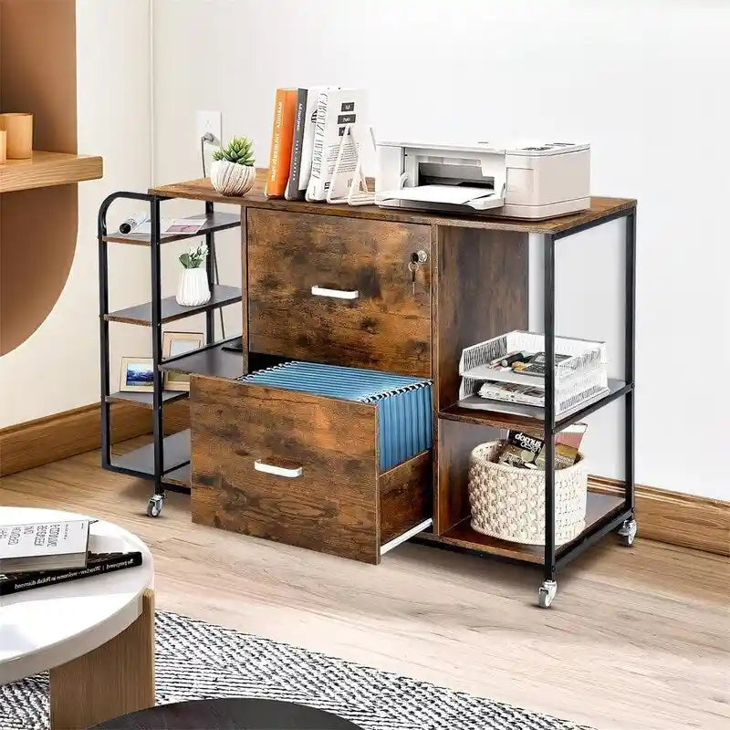 Classeur mobile à 2 tiroirs avec prise - 15.75P x 43.31L x 29.53H