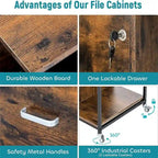 Classeur mobile à 2 tiroirs avec prise - 15.75P x 43.31L x 29.53H