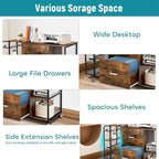 Classeur mobile à 2 tiroirs avec prise - 15.75P x 43.31L x 29.53H