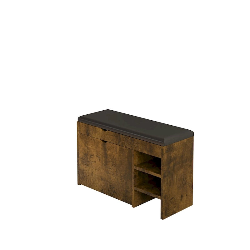 Tabouret à chaussures marron noir, coussin moelleux, doux et confortable, peut être placé dans l'entrée, la chambre et d'autres scènes.