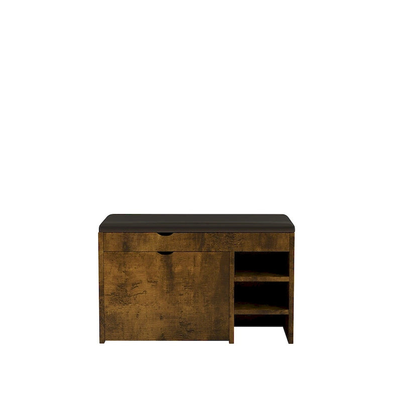Tabouret à chaussures marron noir, coussin moelleux, doux et confortable, peut être placé dans l'entrée, la chambre et d'autres scènes.