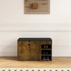 Tabouret à chaussures marron noir, coussin moelleux, doux et confortable, peut être placé dans l'entrée, la chambre et d'autres scènes.