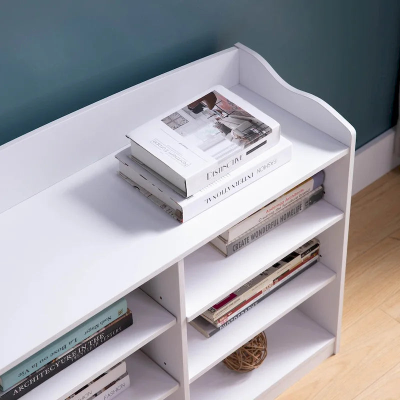 Banc de rangement à chaussures blanc, neuf étagères de rangement, organisateur d'entrée