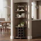 Corner Bar Cabinet for Kitchen, Dining Room,Living Room, Dark Brown