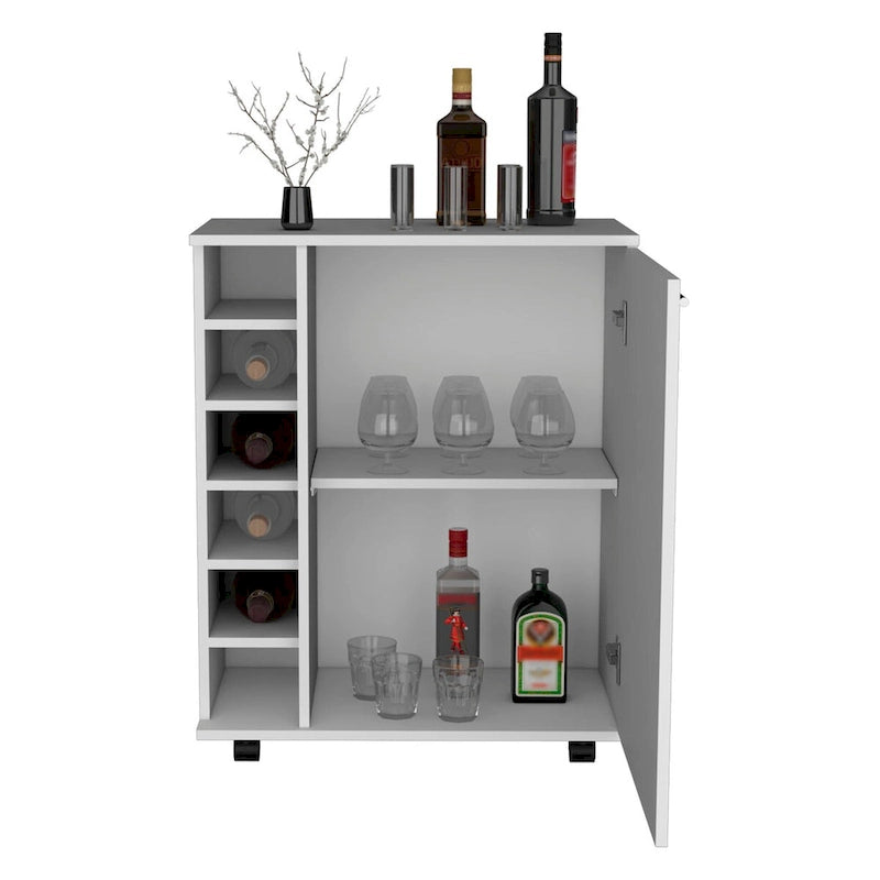 Desserte de bar avec rangement à vin intégré, armoire spacieuse et roulettes fluides