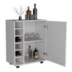 Desserte de bar avec rangement à vin intégré, armoire spacieuse et roulettes fluides
