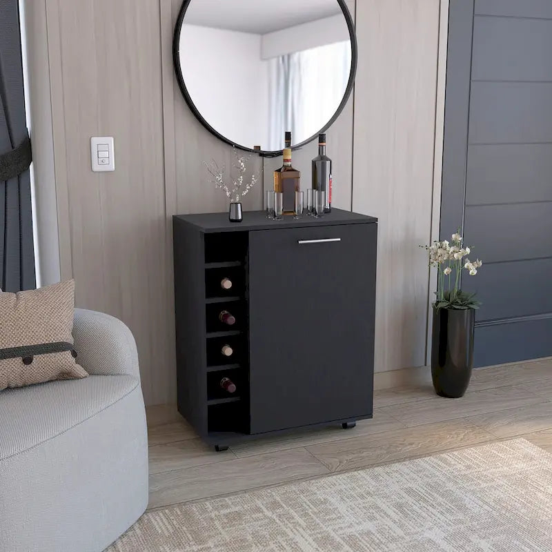 Desserte de bar avec rangement à vin intégré, armoire spacieuse et roulettes fluides