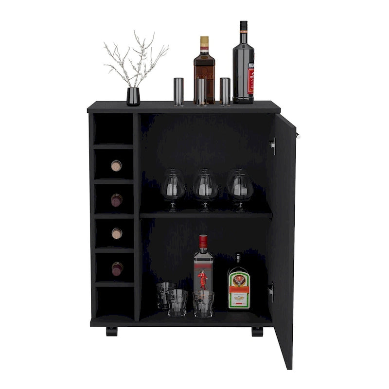 Desserte de bar avec rangement à vin intégré, armoire spacieuse et roulettes fluides