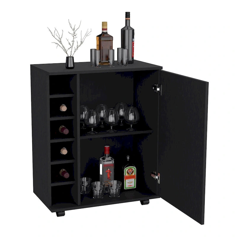 Desserte de bar avec rangement à vin intégré, armoire spacieuse et roulettes fluides