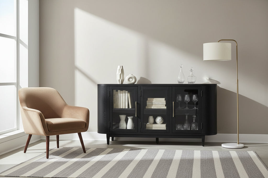 Dessert de salle à manger noir/gris - 74,13 L x 17,13 P x 35,13 H