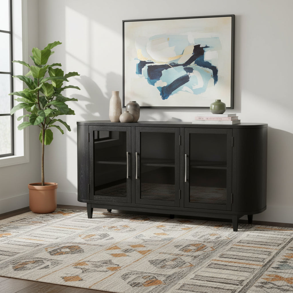 Dessert de salle à manger noir/gris - 74,13 L x 17,13 P x 35,13 H