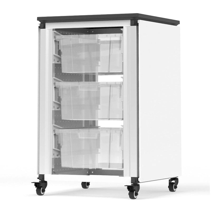 Meuble de rangement pour salle de classe modulaire Luxor - Meuble simple avec 3 grandes corbeilles