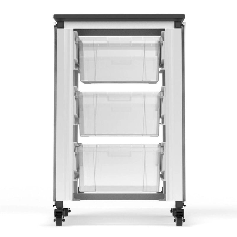 Meuble de rangement pour salle de classe modulaire Luxor - Meuble simple avec 3 grandes corbeilles