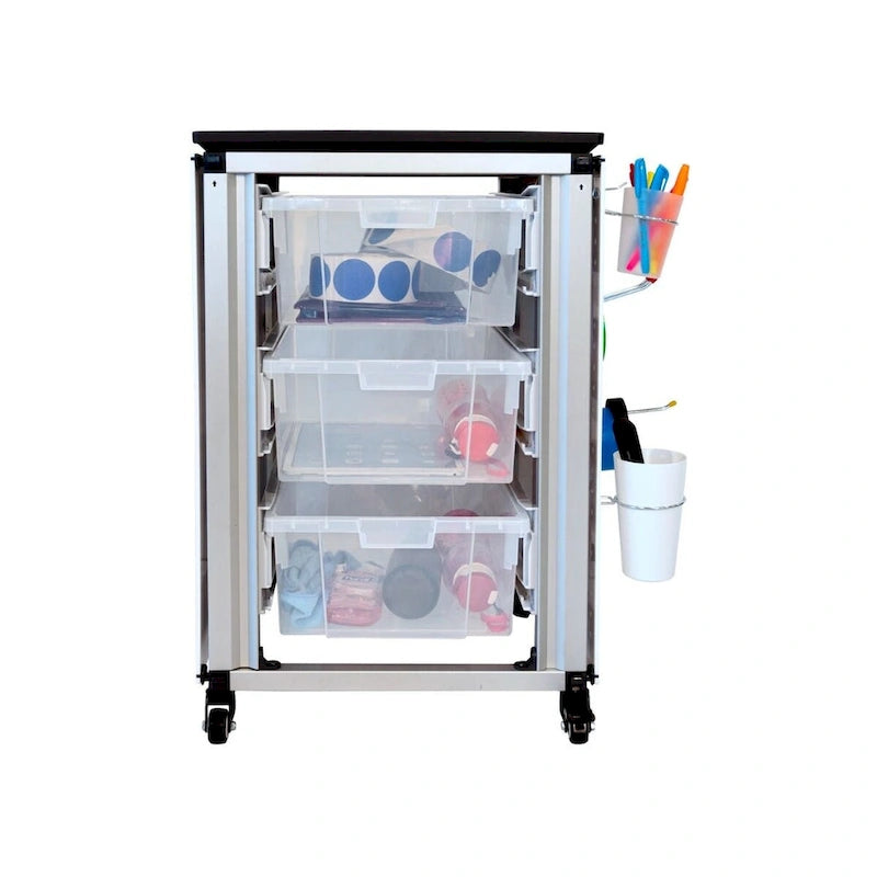 Meuble de rangement pour salle de classe modulaire Luxor - Meuble simple avec 3 grandes corbeilles