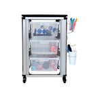 Meuble de rangement pour salle de classe modulaire Luxor - Meuble simple avec 3 grandes corbeilles