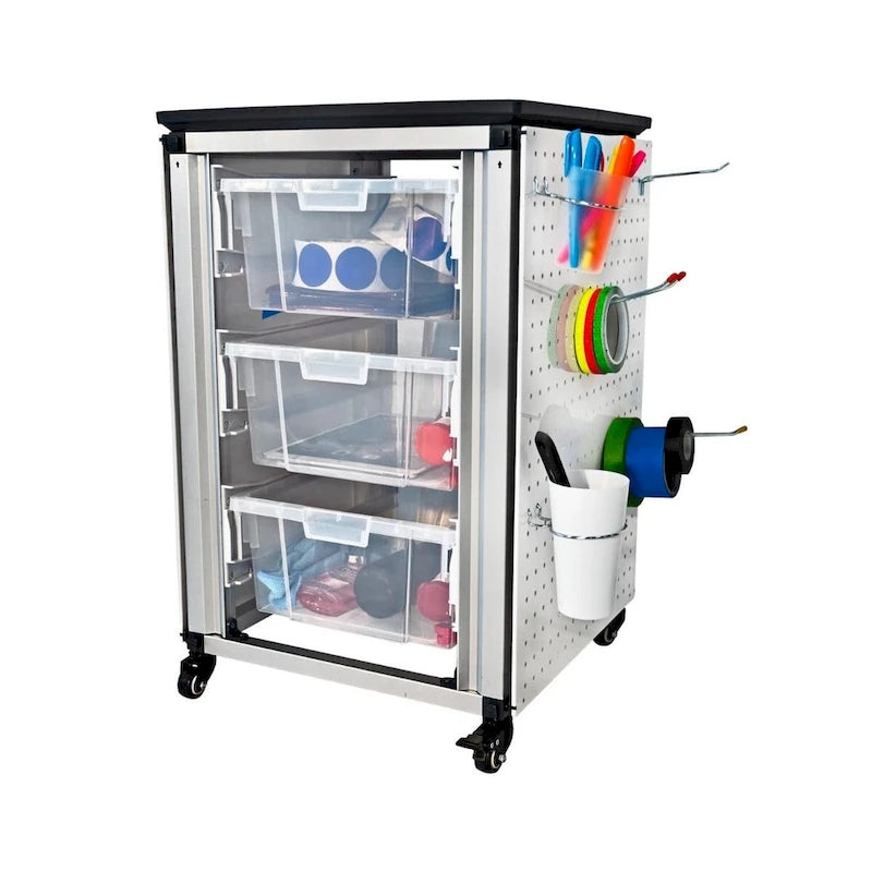 Meuble de rangement pour salle de classe modulaire Luxor - Meuble simple avec 3 grandes corbeilles