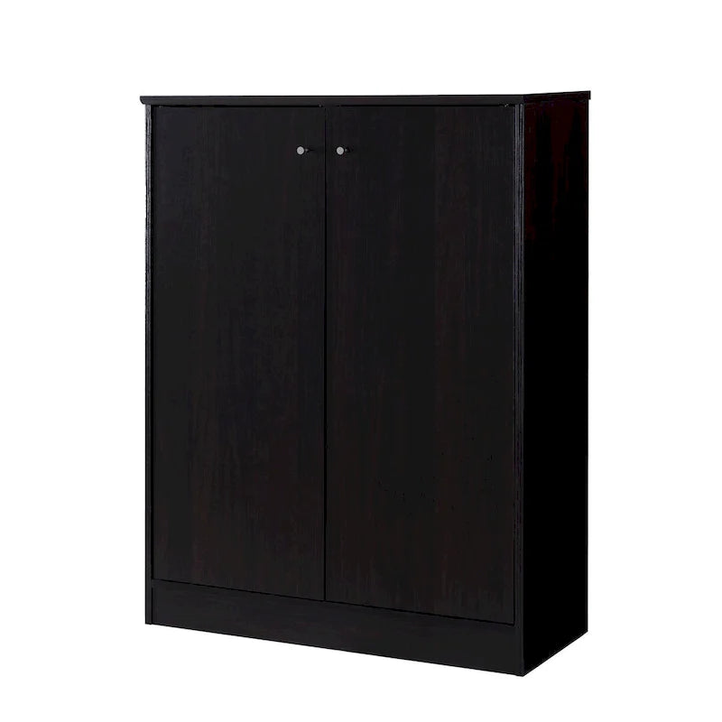 Meuble à chaussures/rangement avec deux portes et cinq étagères - Foncé