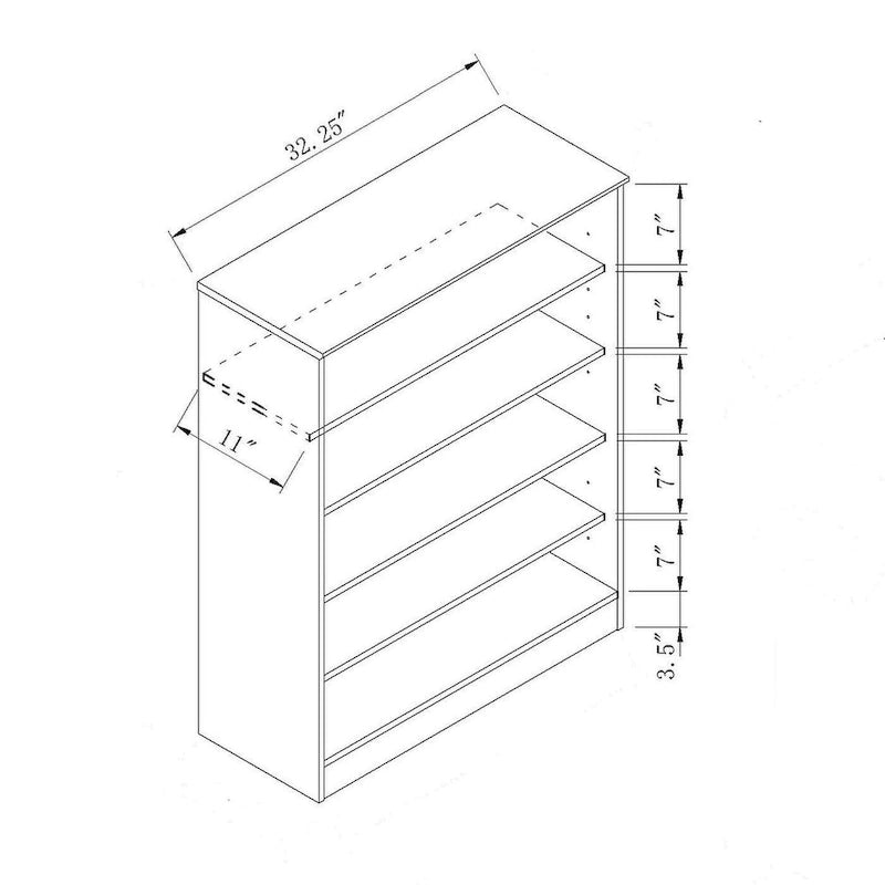 Meuble à chaussures/rangement avec deux portes et cinq étagères - Foncé