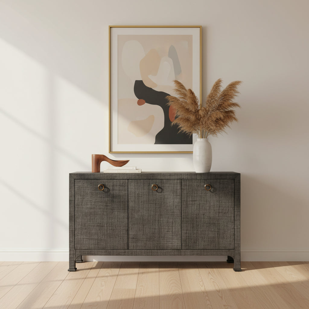 Buffet bas 60 cm 3 portes en raphia