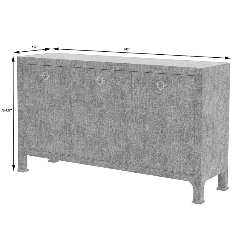 Buffet bas 60 cm 3 portes en raphia