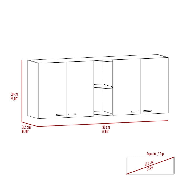 Armoire murale Ontario, double porte, finition blanche, haute qualité et durable