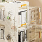 Bibliothèque de rangement roulante à 4 niveaux avec roulettes pour salon, bureau