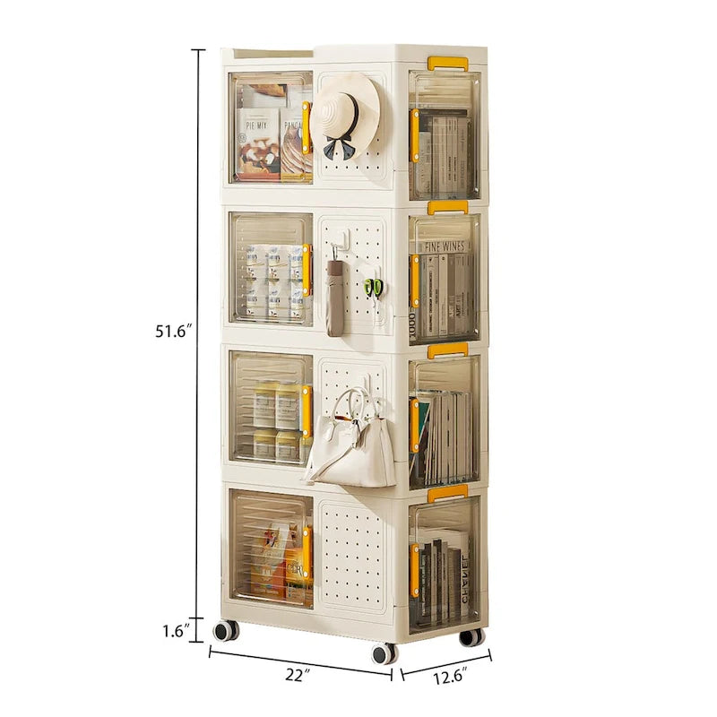 Bibliothèque de rangement roulante à 4 niveaux avec roulettes pour salon, bureau