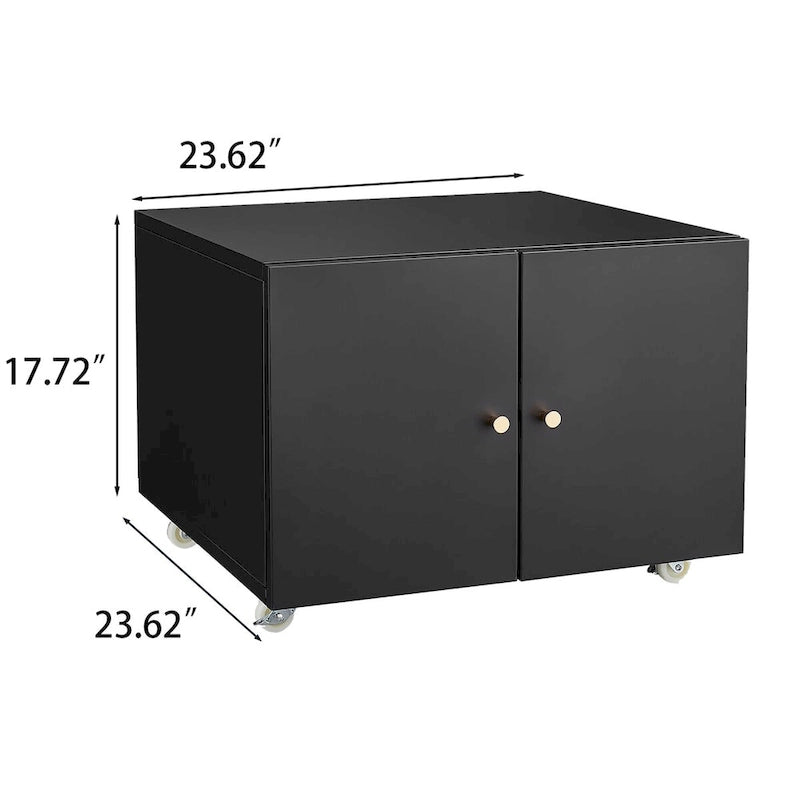Meuble de rangement pour photocopieuse en acier noir à 2 portes et piédestal mobile avec tiroirs de classement