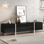 Meuble TV rectangulaire contemporain Siavonce Blanc et Noir – 74.8W x 13.7D x 17.7H