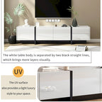 Meuble TV rectangulaire contemporain Siavonce Blanc et Noir – 74.8W x 13.7D x 17.7H