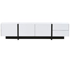 Meuble TV rectangulaire contemporain Siavonce Blanc et Noir – 74.8W x 13.7D x 17.7H