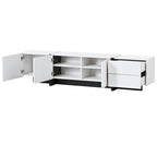 Meuble TV rectangulaire contemporain Siavonce Blanc et Noir – 74.8W x 13.7D x 17.7H