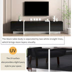 Meuble TV rectangulaire contemporain Siavonce Blanc et Noir – 74.8W x 13.7D x 17.7H