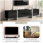 Meuble TV rectangulaire contemporain Siavonce Blanc et Noir – 74.8W x 13.7D x 17.7H