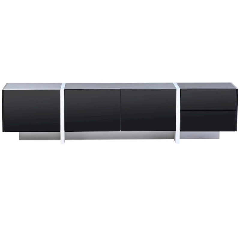 Meuble TV rectangulaire contemporain Siavonce Blanc et Noir – 74.8W x 13.7D x 17.7H