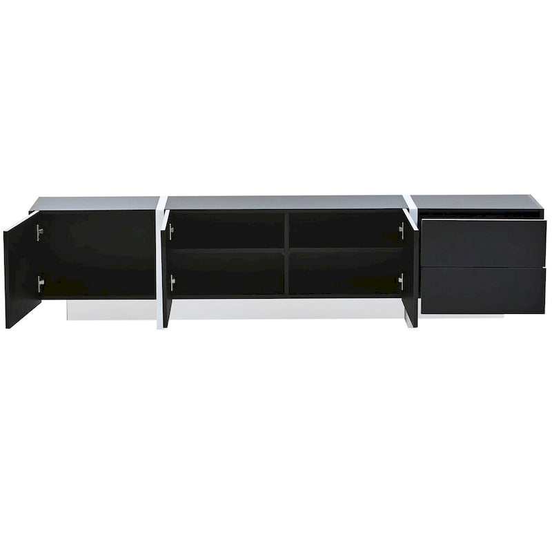 Meuble TV rectangulaire contemporain Siavonce Blanc et Noir – 74.8W x 13.7D x 17.7H