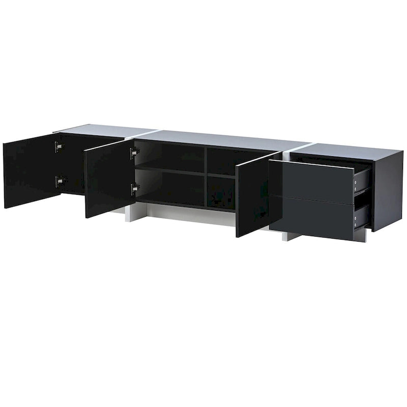 Meuble TV rectangulaire contemporain Siavonce Blanc et Noir – 74.8W x 13.7D x 17.7H