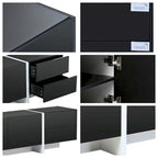 Meuble TV rectangulaire contemporain Siavonce Blanc et Noir – 74.8W x 13.7D x 17.7H