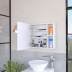 Armoire à pharmacie, trois étagères internes, porte simple, deux étagères externes, finition wengé noir