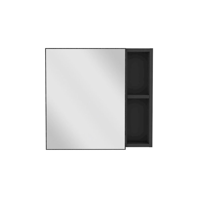 Armoire à pharmacie, trois étagères internes, porte simple, deux étagères externes, finition wengé noir