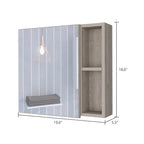 Armoire à pharmacie, trois étagères internes, porte simple, deux étagères externes, finition wengé noir