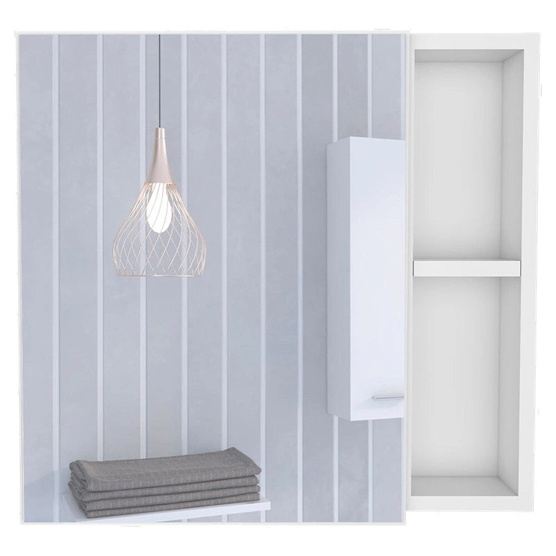 Armoire à pharmacie, trois étagères internes, porte simple, deux étagères externes, finition wengé noir