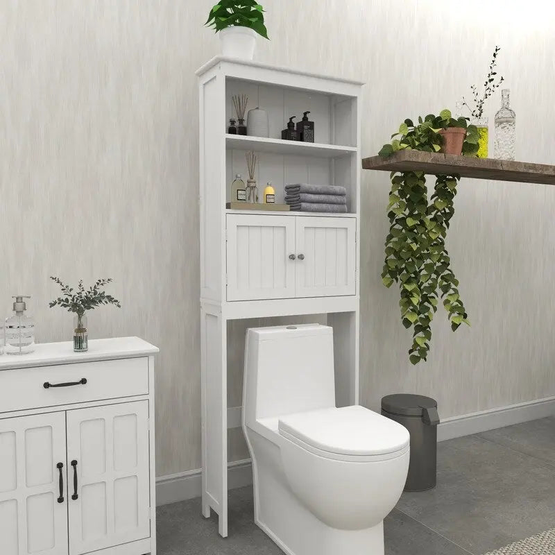 Meuble de salle de bain au-dessus des toilettes avec 2 portes, armoire de rangement en bois